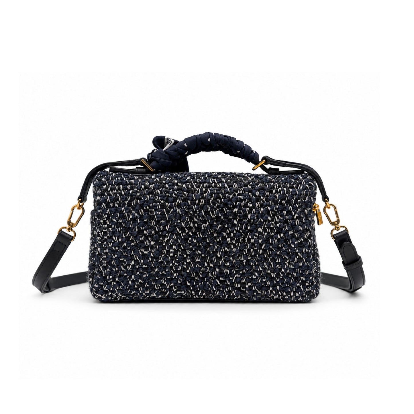 Loro Piana L19 Blue Tweed Silk Scarf Crossbody Bag
