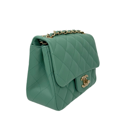 Chanel Classic Mini Square Flap Bag Seafoam Green