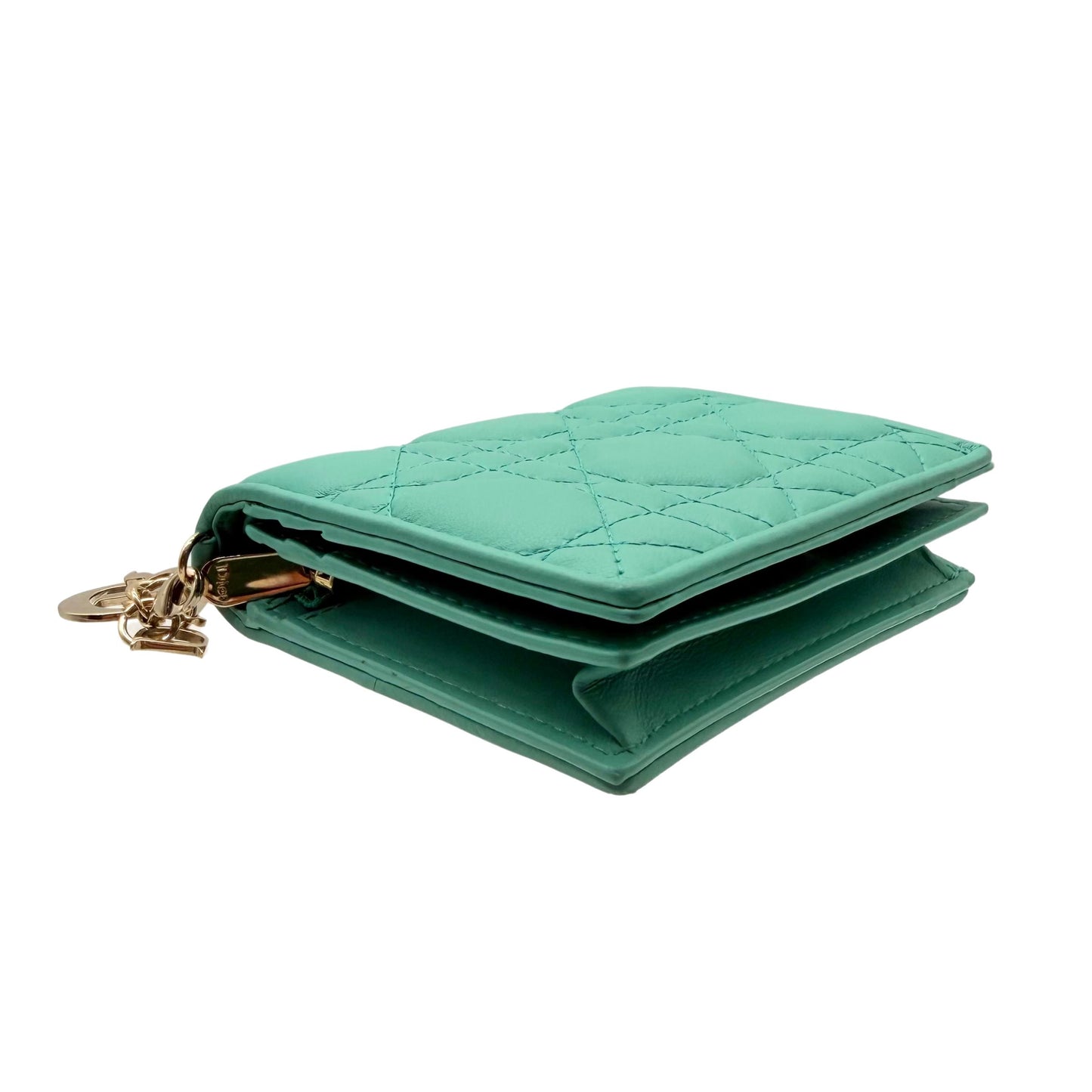 Dior Lady Dior Turquoise Lotus Compact Wallet