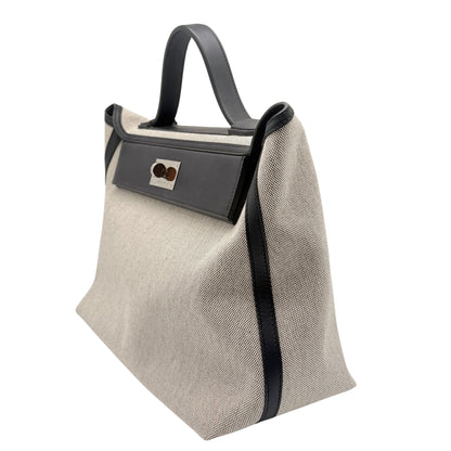 Hermes 24/24 35cm Toile and Black Swift Leather PHW Tote