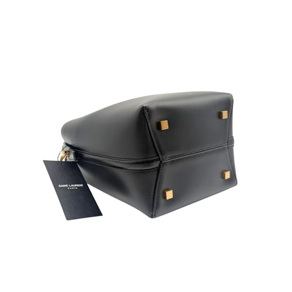 YSL Black Leather Bucket Bag