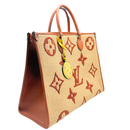 Louis Vuitton On the Go Raffia Beige Brown Tote
