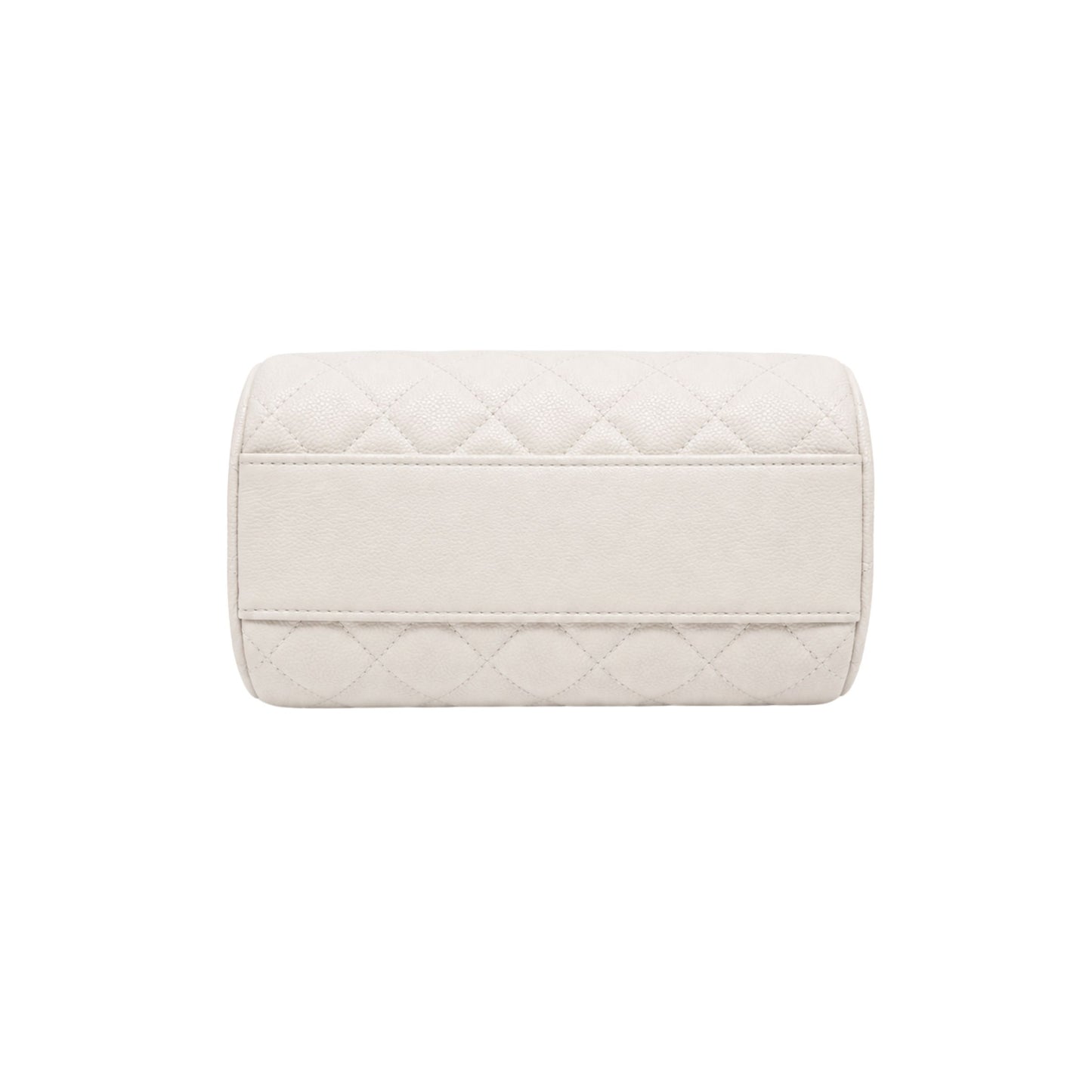 Chanel White Caviar Barrel Bag with Silver Hardware