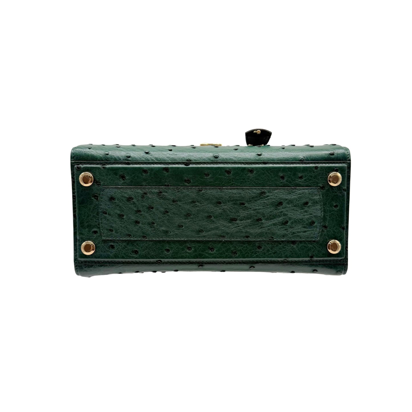 Ferregamo Green Ostrich Top Handle Bag