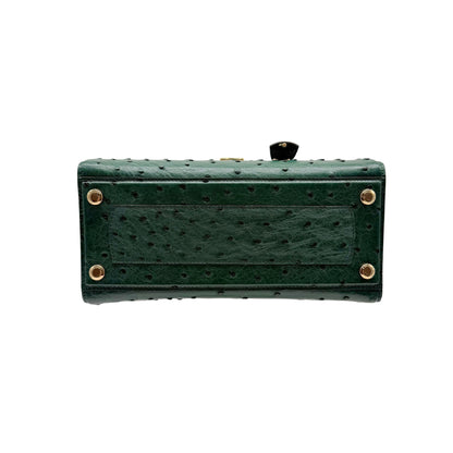 Ferregamo Green Ostrich Top Handle Bag