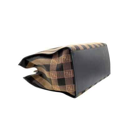 Fendi Tobacco Pequin Sunshine Striped Tote