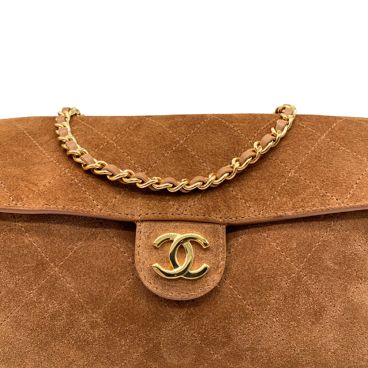 Chanel Brown Suede Turn Around Clutch
