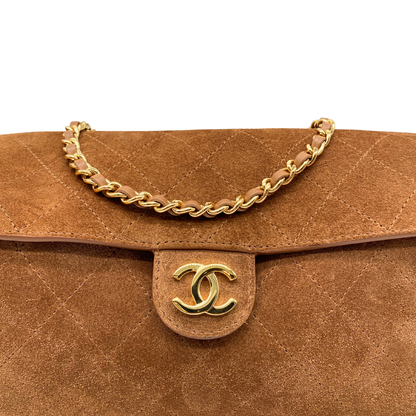 Chanel Brown Suede Turn Around Clutch