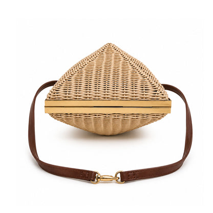 Valentino Stud Wicker Clutch with Crossbody Strap