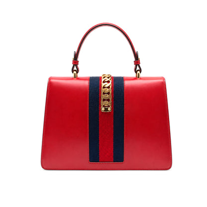 Gucci Sylvie Red Web Top Handle Bag