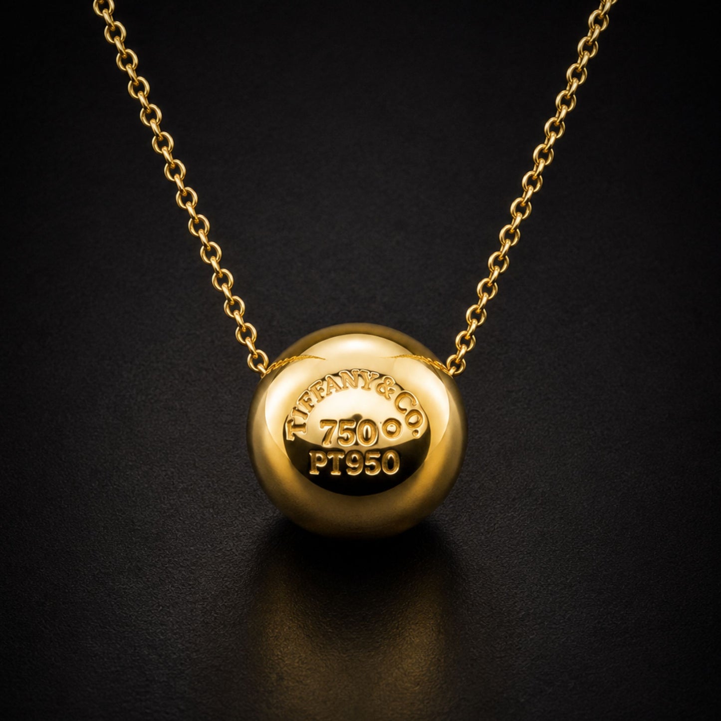 Tiffany & Co. Diamond 18k Gold Platinum Etoile Ball Pendant Necklace