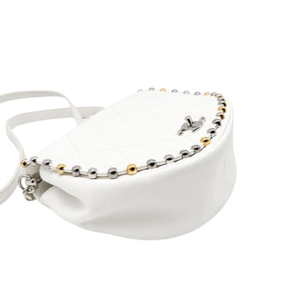 Chanel White Studded Quilted Flapbag