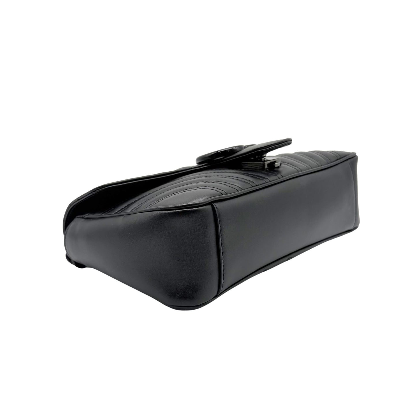 Gucci Black Chevron GG Marmont Shoulder Bag