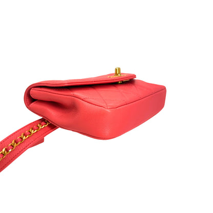 Chanel Coral Quilted Chain Waistbelt