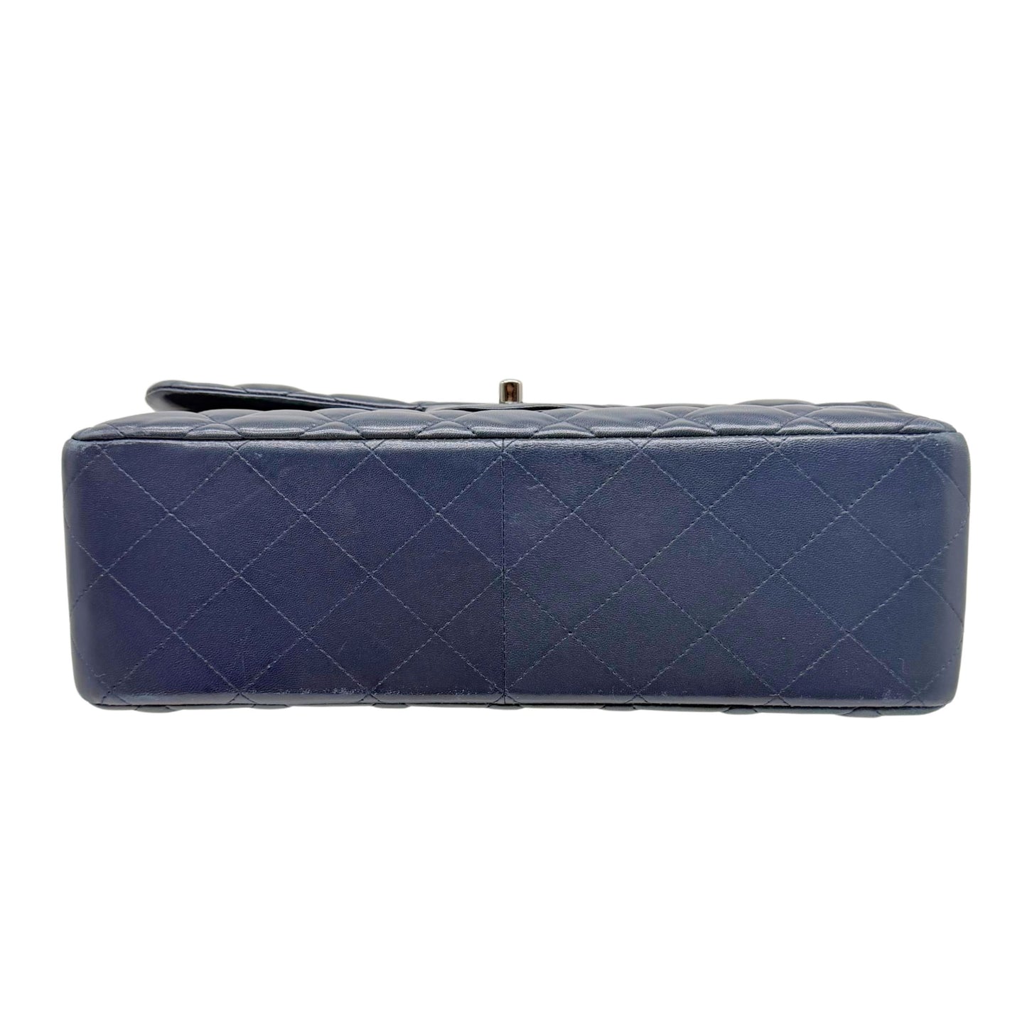 Chanel Blue Jumbo Lambskin Flap Bag with Silver-tone Hardware