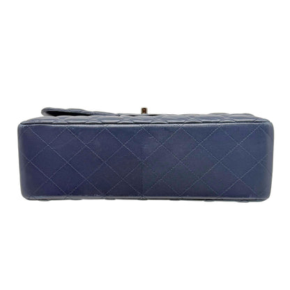 Chanel Blue Jumbo Lambskin Flap Bag with Silver-tone Hardware