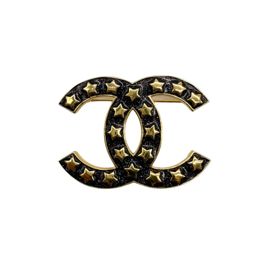 Chanel CC Logo Brooch with Stars