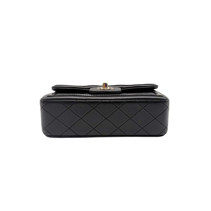 Chanel Black on Black Patent Trim Mini Crossbody Bag