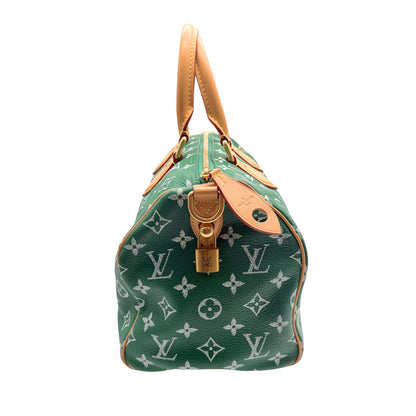 LOUIS VUITTON Calfskin Monogram Speedy P9 Bandouliere 30 Green