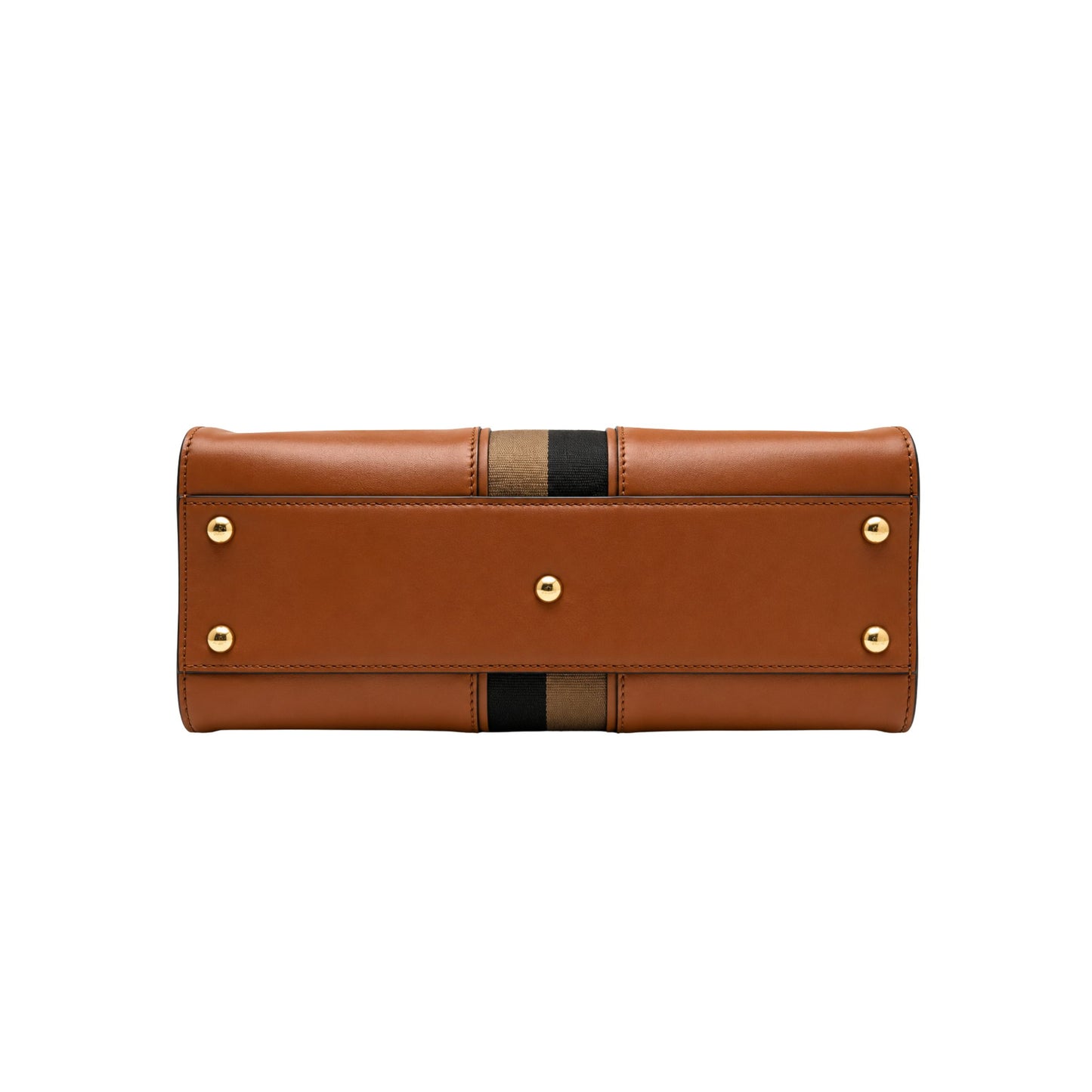 Fendi Peekaboo Medium Camel with Canvas Handbag with Twilly