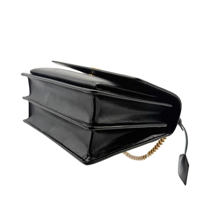 Saint Laurent Black Medium Signature Sunset Flap Bag