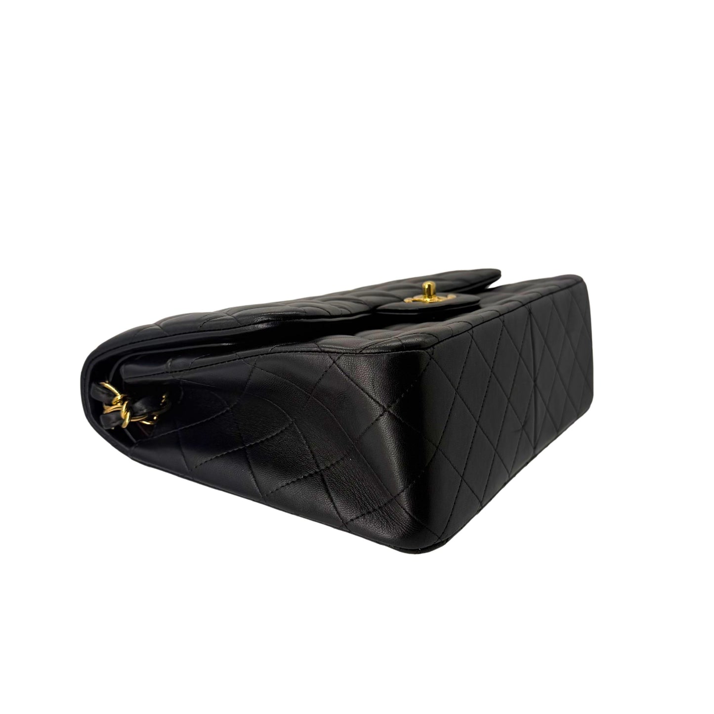 Chanel Black Lambskin Gold Hardware Jumbo Flap
