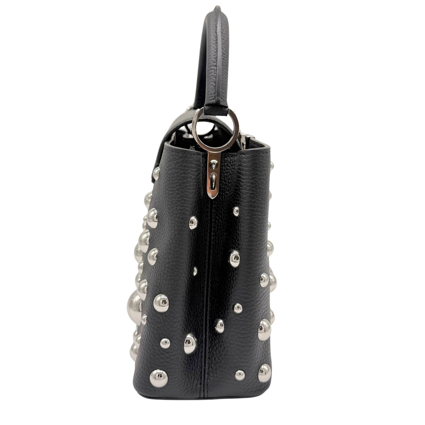 Louis Vuitton x Yayoi Kusama Capucine MM Black and Brass Metal Dots Bag
