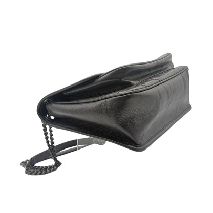 Saint Laurent Grey Fog Nikki Medium Crinkled Calfskin Shoulder Bag