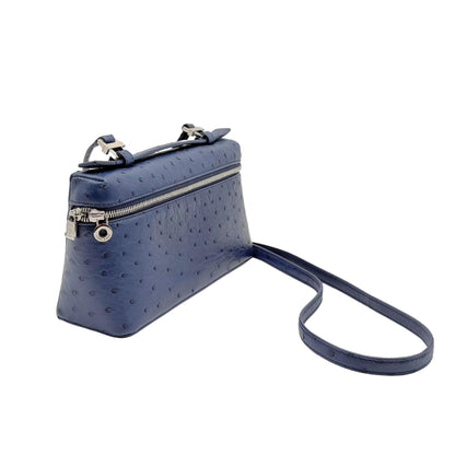 Loro Piana Extra Pocket L19 Blue Ostrich Crossbody