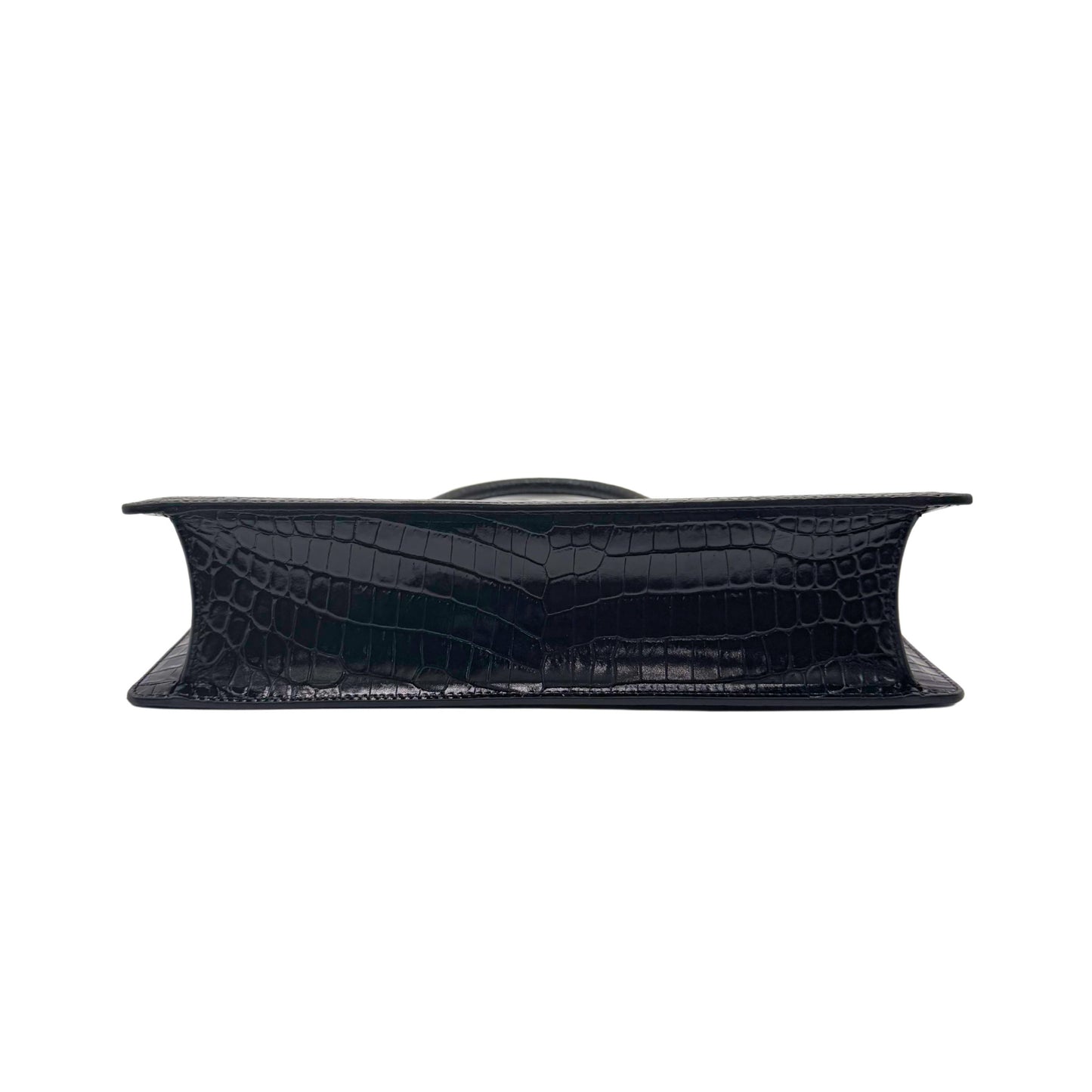 A Mcqueen Crocodile Embossed Frame Bag in Black