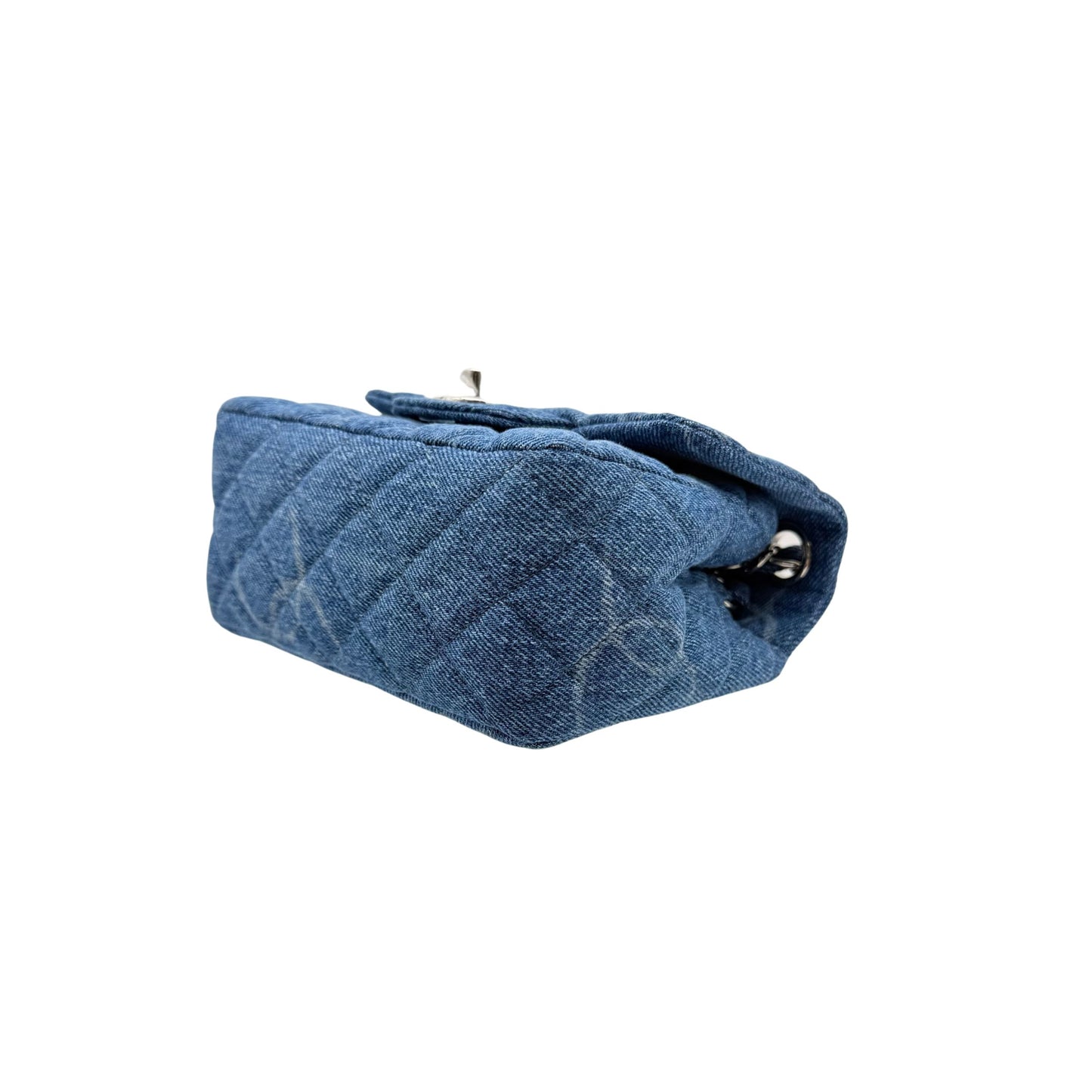 Chanel Denim Mini Square Flap Bag with Silver Hardware