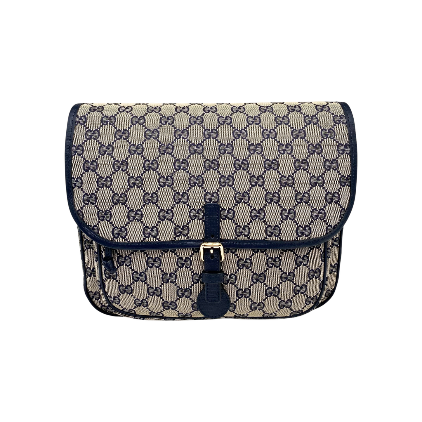 Gucci Navy Beige Monogram Kids Messenger Bag