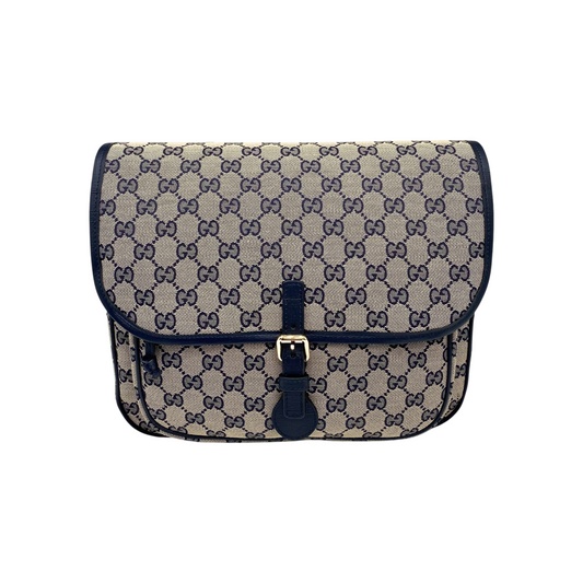 Gucci Navy Beige Monogram Kids Messenger Bag