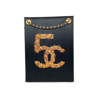 Chanel Black Gold Sequin No.5 Small Shoulder Bag