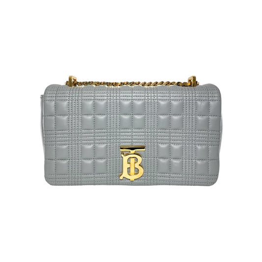 Burberry Grey Quilted TB Logo Lola Flap Bag