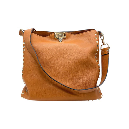 Valentino Camel Rockstud Flip Lock Bag
