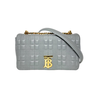 Burberry Grey Quilted TB Logo Lola Flap Bag