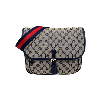 Gucci Navy Beige Monogram Kids Messenger Bag