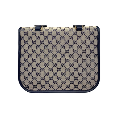 Gucci Navy Beige Monogram Kids Messenger Bag