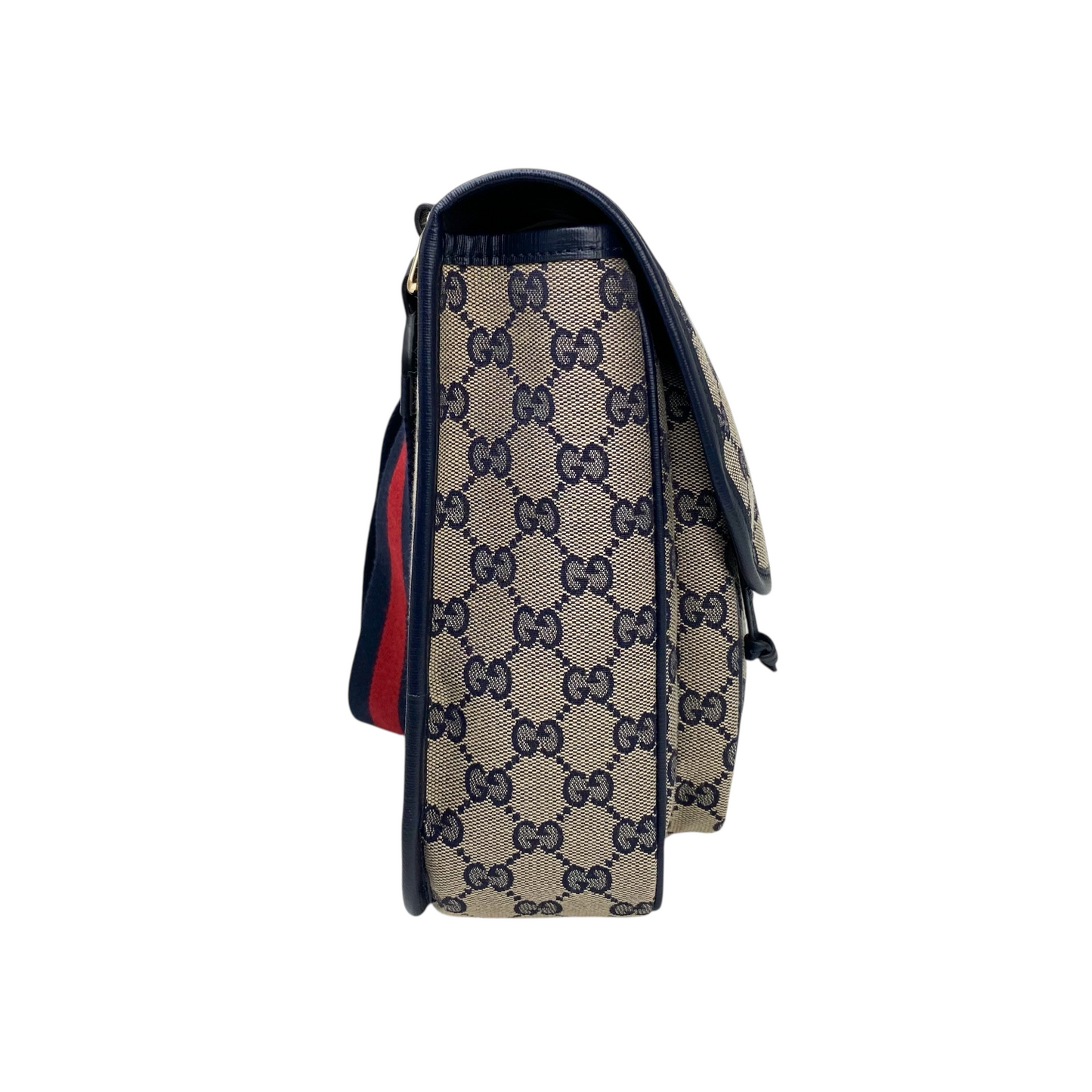 Gucci Navy Beige Monogram Kids Messenger Bag