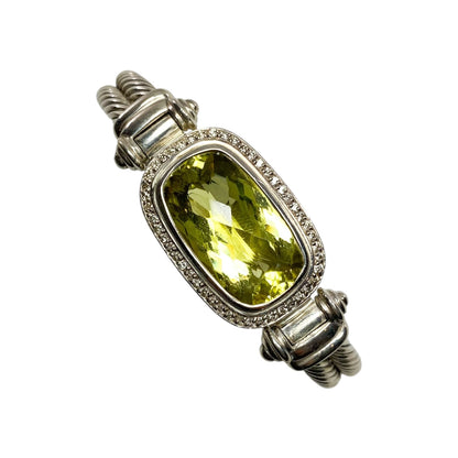 David Yurman Noblesse Diamond Citrine 925 Sterling Silver Double Band Bracelet