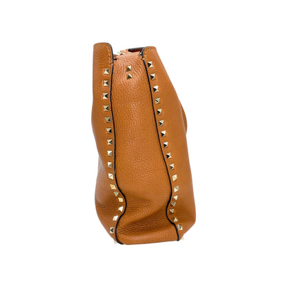 Valentino Camel Rockstud Flip Lock Bag