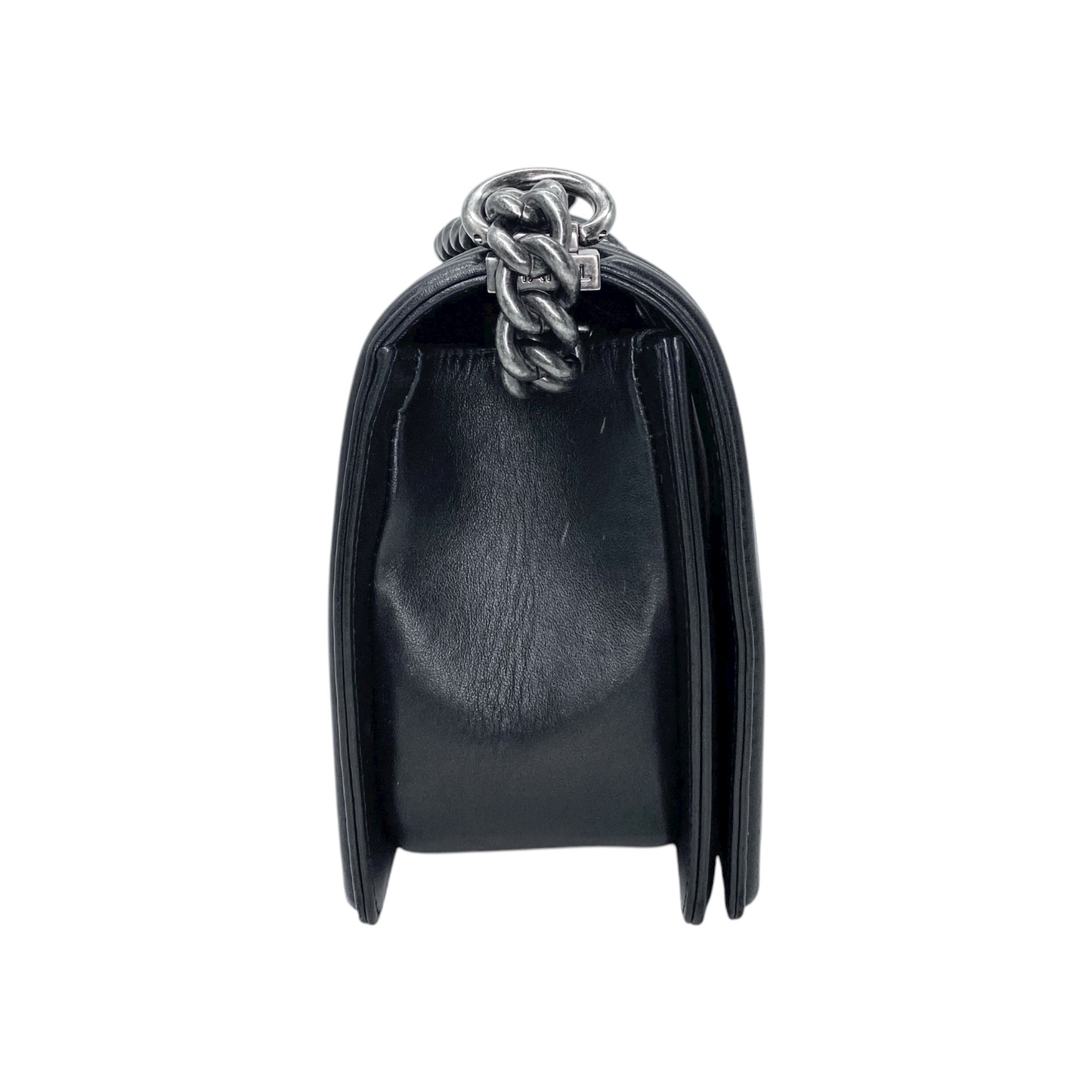 Chanel Black Silver Python Old Medium Boy Bag