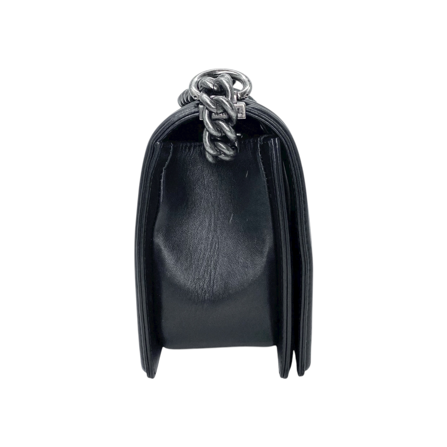 Chanel Black Silver Python Old Medium Boy Bag