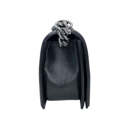 Chanel Black Silver Python Old Medium Boy Bag