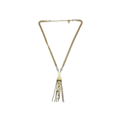 Chanel Gold Letter Crystal Lariat Necklace
