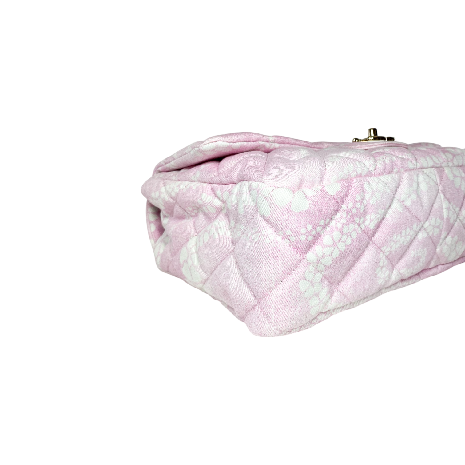Chanel Pink White Coco Beach Printed Denim Maxi Flap Bag
