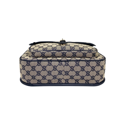 Gucci Navy Beige Monogram Kids Messenger Bag