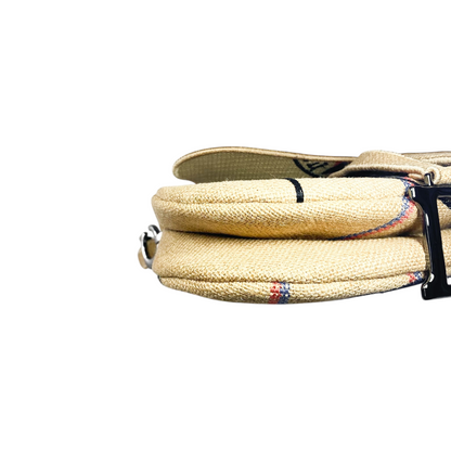 Dior Beige Union Embroidered Jute Saddle Bag