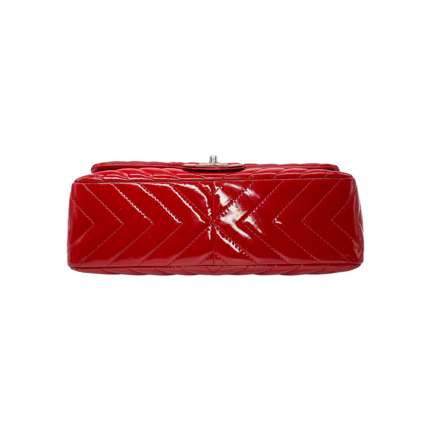Chanel Red Chevron Jumbo Single Flap Bag